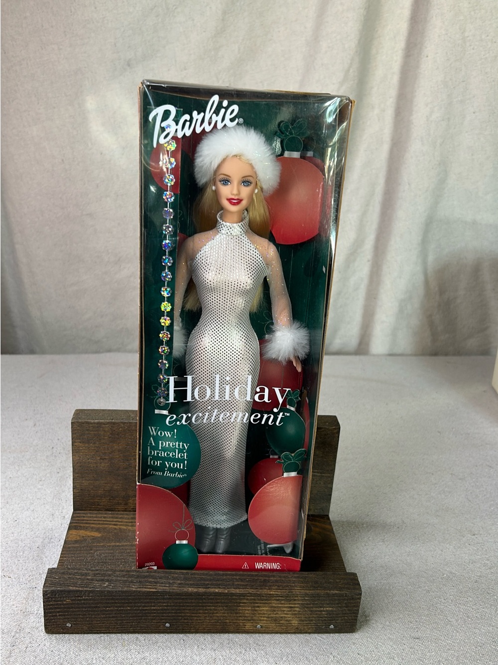 Mattel Barbie Holiday Excitement Doll in Silver Gown with White Furry Trim